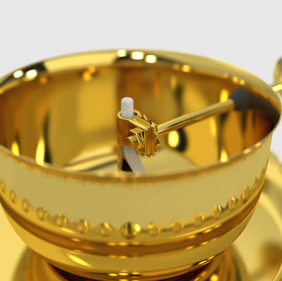 Golden Brass Akhand Diya Oil Lamp with Rotating Wick