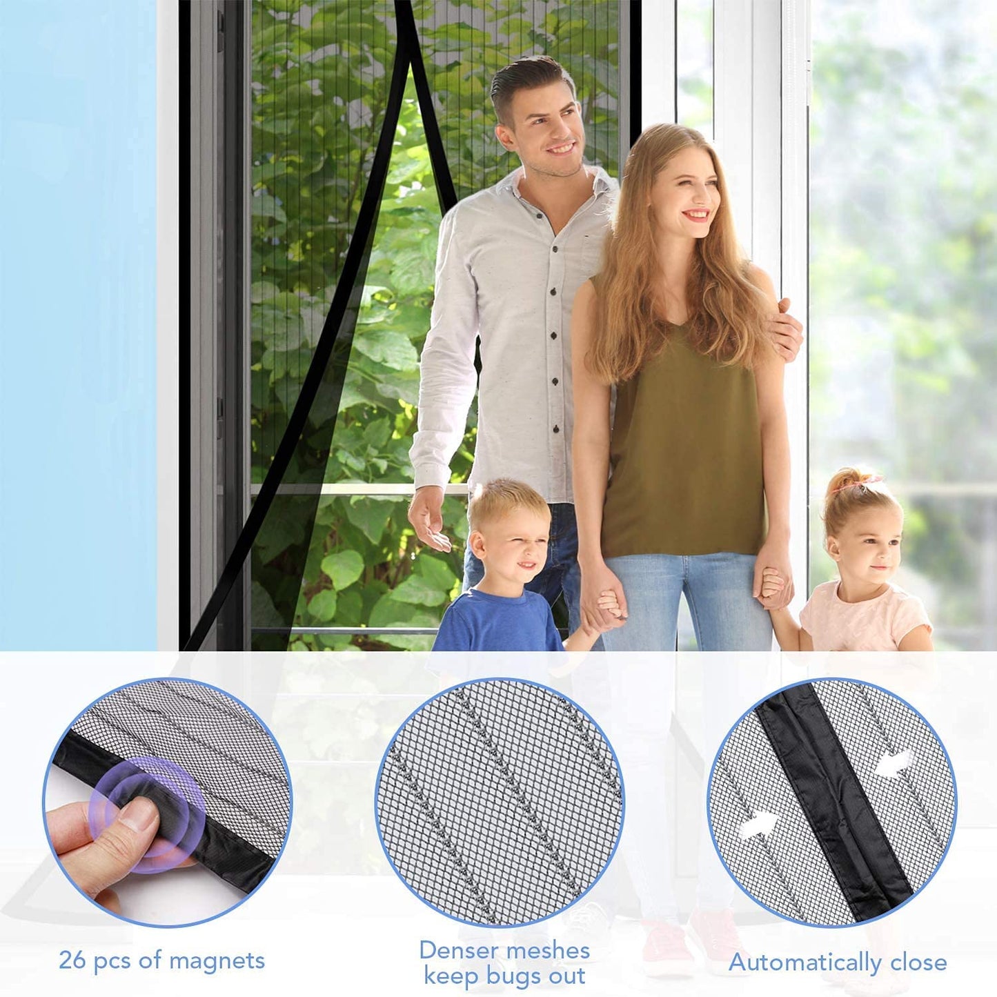 Mesh Screen Net Home Magnetic Foldable Anti Mosquito Door Curtains